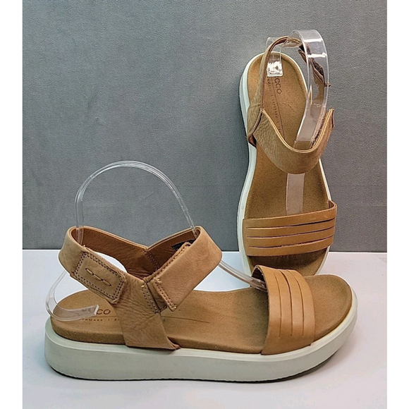 ECCO Flowt Tan Leather Strap Platform Comfort Sport Sandals Womens Size 8-8.5 - Picture 1 of 16